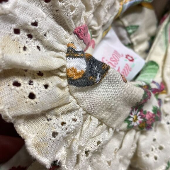 ALLISON ANN Vintage Baby Jumper One Piece Eyelet Cat Garden Print - Picture 7 of 10